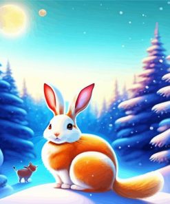 Bunny In Snow Art Paint By Numbers