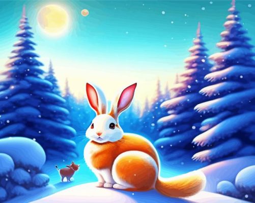 Bunny In Snow Art Paint By Numbers