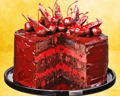 Cherry Ripe Brownie Cake Paint By Numbers