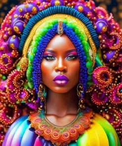 Colorful African Lady Paint By Numbers