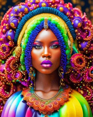 Colorful African Lady Paint By Numbers