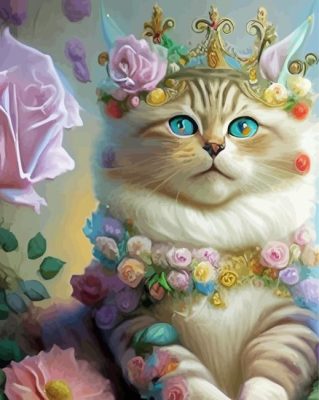 Floral Queen Kitty Paint By Numbers