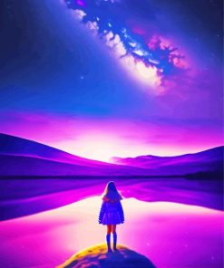 Girl Watching Galaxy Sky Paint By Numbers