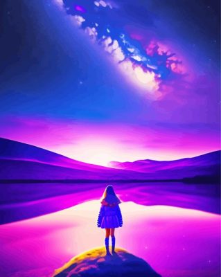 Girl Watching Galaxy Sky Paint By Numbers