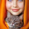 Gorgeous Girl And Cat Paint By Numbers