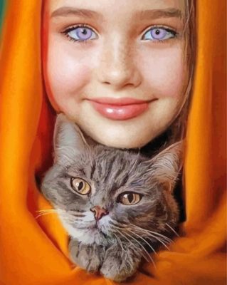 Gorgeous Girl And Cat Paint By Numbers