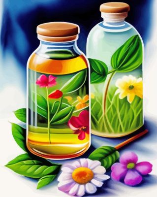 Herbal Bottles Paint By Numbers