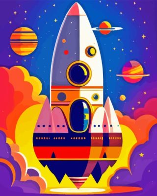 Space Rocket Art Paint By Numbers