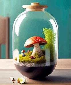 Terrarium With A Little Mushroom Paint By Numbers