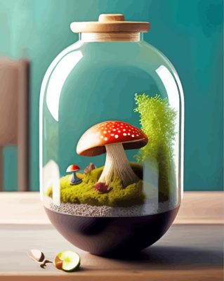 Terrarium With A Little Mushroom Paint By Numbers