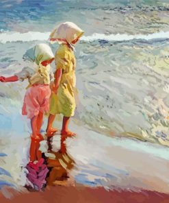 Three Sisters On Beach Paint By Numbers