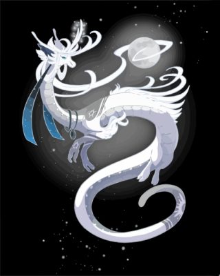 White Dragon And Moon Paint By Numbers