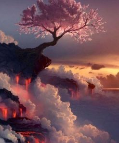 Sunset Tree Over Clouds Paint By Numbers