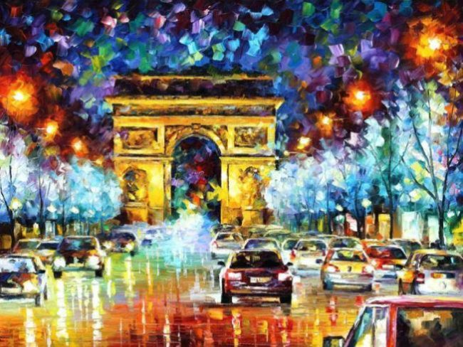 Triumphal Arch Paris Night Scene Paint By Numbers