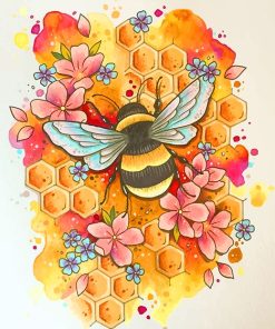 Honey Bee and Flower Delight Paint By Numbers
