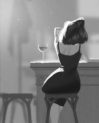 Lonely Woman with Wine Paint By Numbers