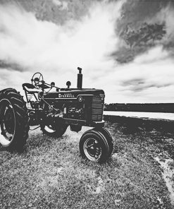 Black and White Farm Tractor Paint By Numbers
