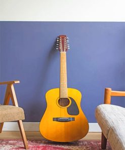 Yellow Musical Guitar Paint By Numbers