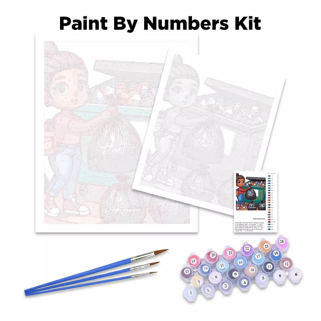 Paint by numbers kit components