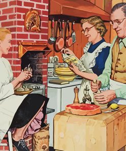 1950s American Family Mealtime Paint By Numbers