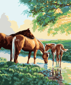 Family Horses Painting Kit Paint By Numbers