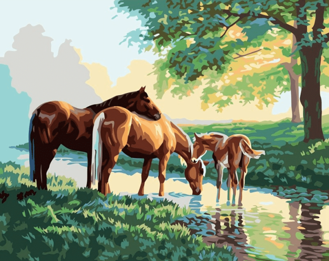 Family Horses Painting Kit Paint By Numbers