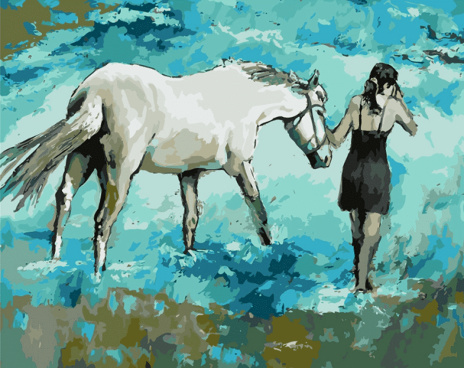 White Horse and Girl Paint By Numbers