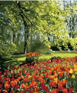Spring Garden Tulips Landscape Paint By Numbers