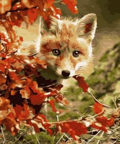 Fox and Red Maple Leaf Animal Paint By Numbers