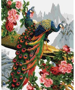 Indian Peafowl in Blossoms Paint By Numbers