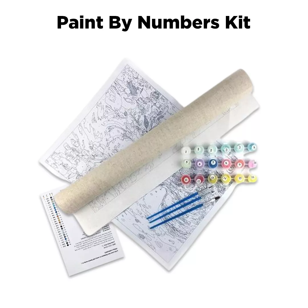 Lover Seaside Paint By Numbers Kit contents