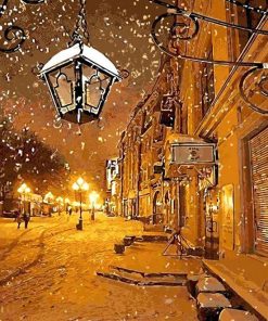 Snowy Street Night Paint By Numbers