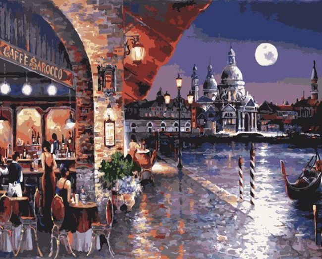 Venice Coffee Shop Canals Paint By Numbers