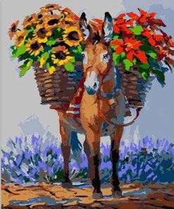 Donkey and Flowers Paint By Numbers