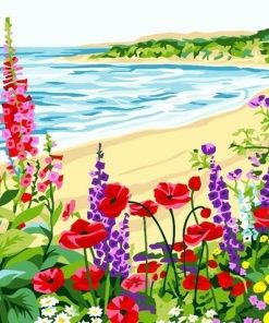 Beachside Flower Landscape Paint By Numbers