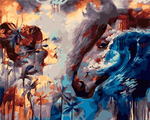 Finalize your Woman and Horse Animal Paint By Numbers artwork