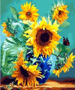 Yellow Sunflowers in Vase Paint By Numbers