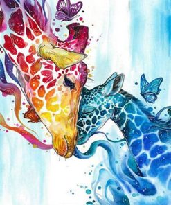 Colorful Giraffes and Butterflies Paint By Numbers