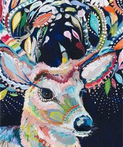 Deer with Colorful Flowers Paint By Numbers
