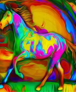 Psychedelic Rainbow Horse Paint By Numbers