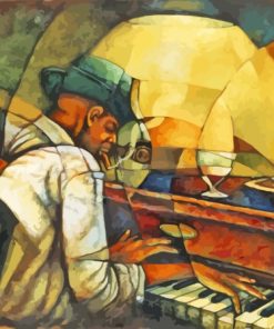 Black Man Playing Piano: Abstract Paint By Numbers