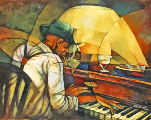 Abstract-Black-man-at-piano-paint-by-numbers
