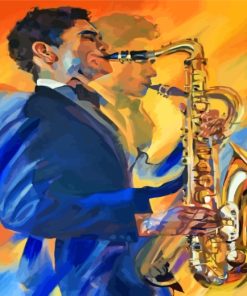 Abstract Saxophonist Music Paint By Numbers