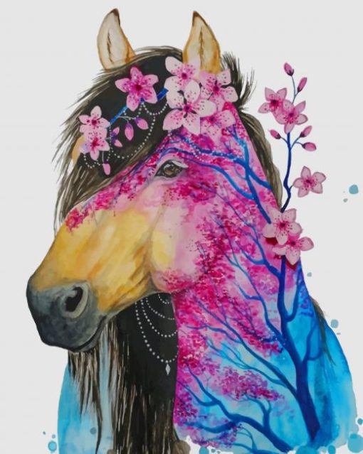Abstract-floral-horse-paint-by-numbers