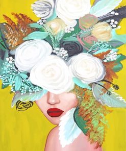 Abstract Girl with Garden Roses Paint By Numbers