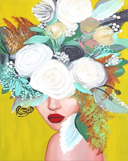 Abstract-girl-garden-roses-adult-paint-by-numbers
