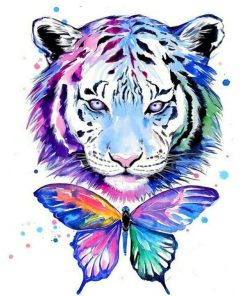 Colorful Tiger and Butterfly Paint By Numbers
