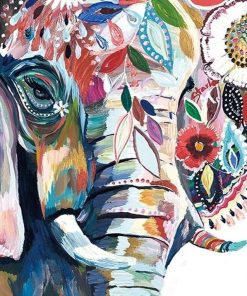 Colorful Elephant with Flowers Paint By Numbers
