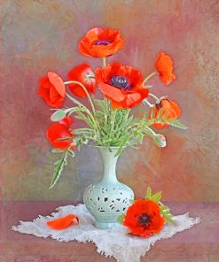 Aesthetic Vase with Orange Blooms Paint By Numbers