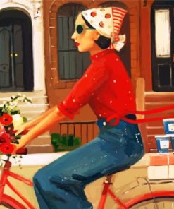 Aesthetic Woman Bicycles Paint By Numbers